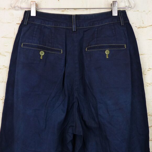 Uniqlo Pants Women 6 Navy Blue High-Waisted Wide Leg Relaxed Fit Chino Preppy - Picture 8 of 13